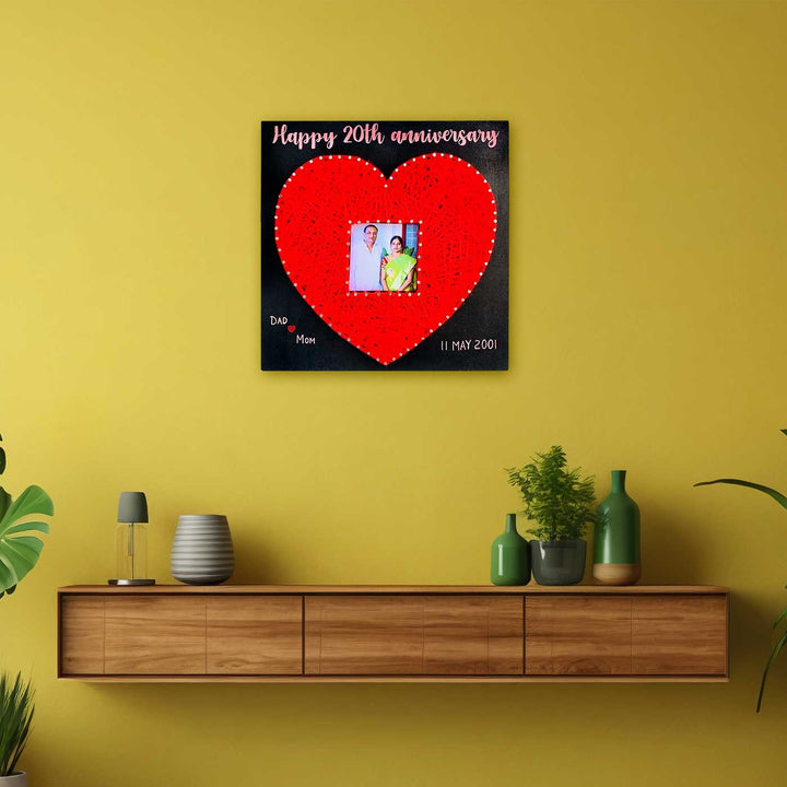 Photo Personalized Handmade String Art Heart Shape Wooden Decorative Plaque