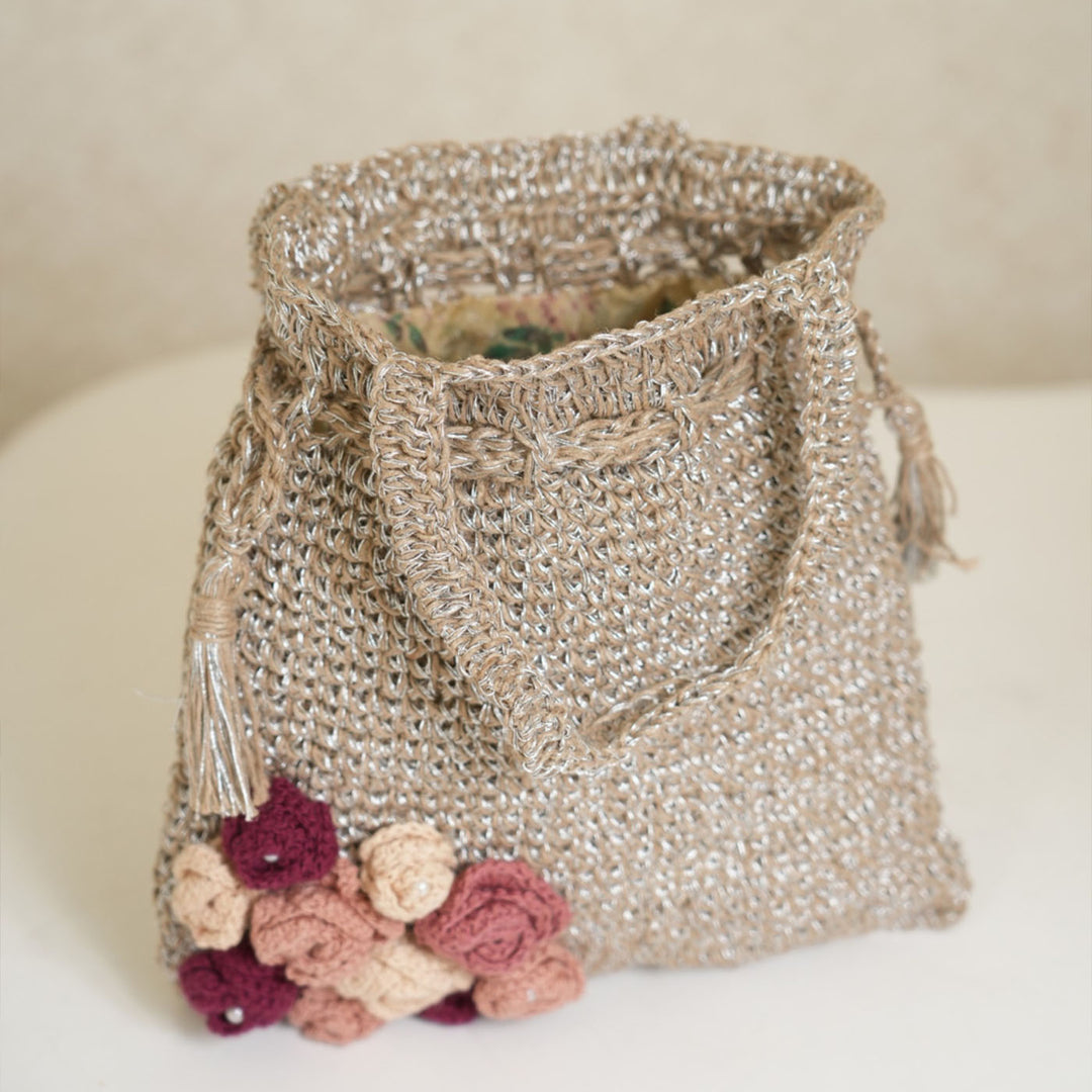 Handmade Crochet Rosette Charm Potli