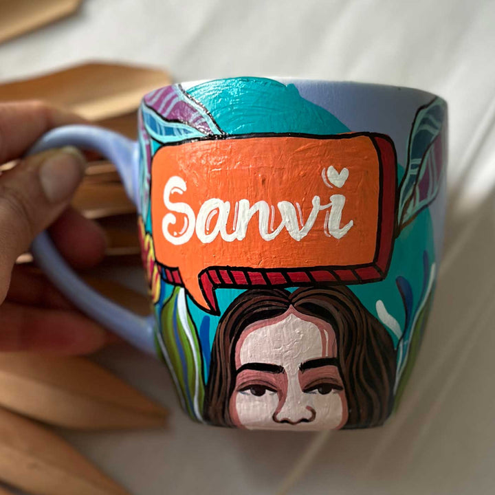 Photo Personalized Hand-Painted Pop Art Illustrated Caricature Mug | 300 ML