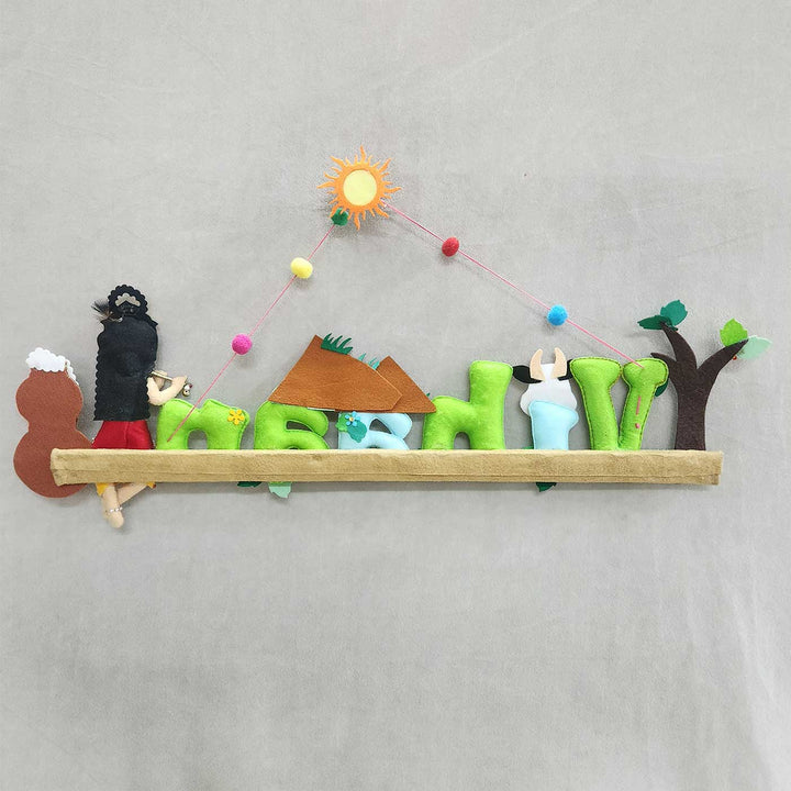 Personalized Shri Krishna Theme Felt Kids Name Plate