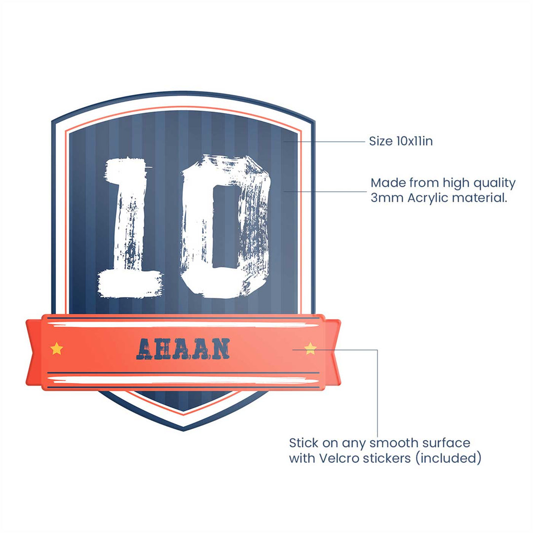 Personalized Jersey Number Theme Acrylic Kids Name Plate