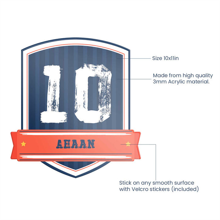 Personalized Jersey Number Theme Acrylic Kids Name Plate