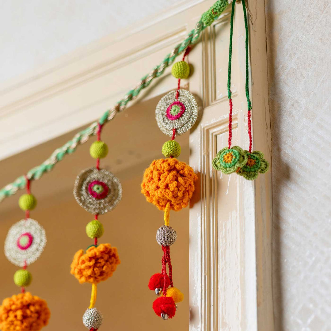 49 Inch | Intricate Realistic Crochet Marigold Devi Design Cotton Toran