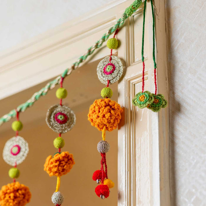 49 Inch | Intricate Realistic Crochet Marigold Devi Design Cotton Toran