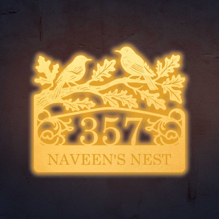 Personalized Laser Cut Birds Theme Steel Name Plate
