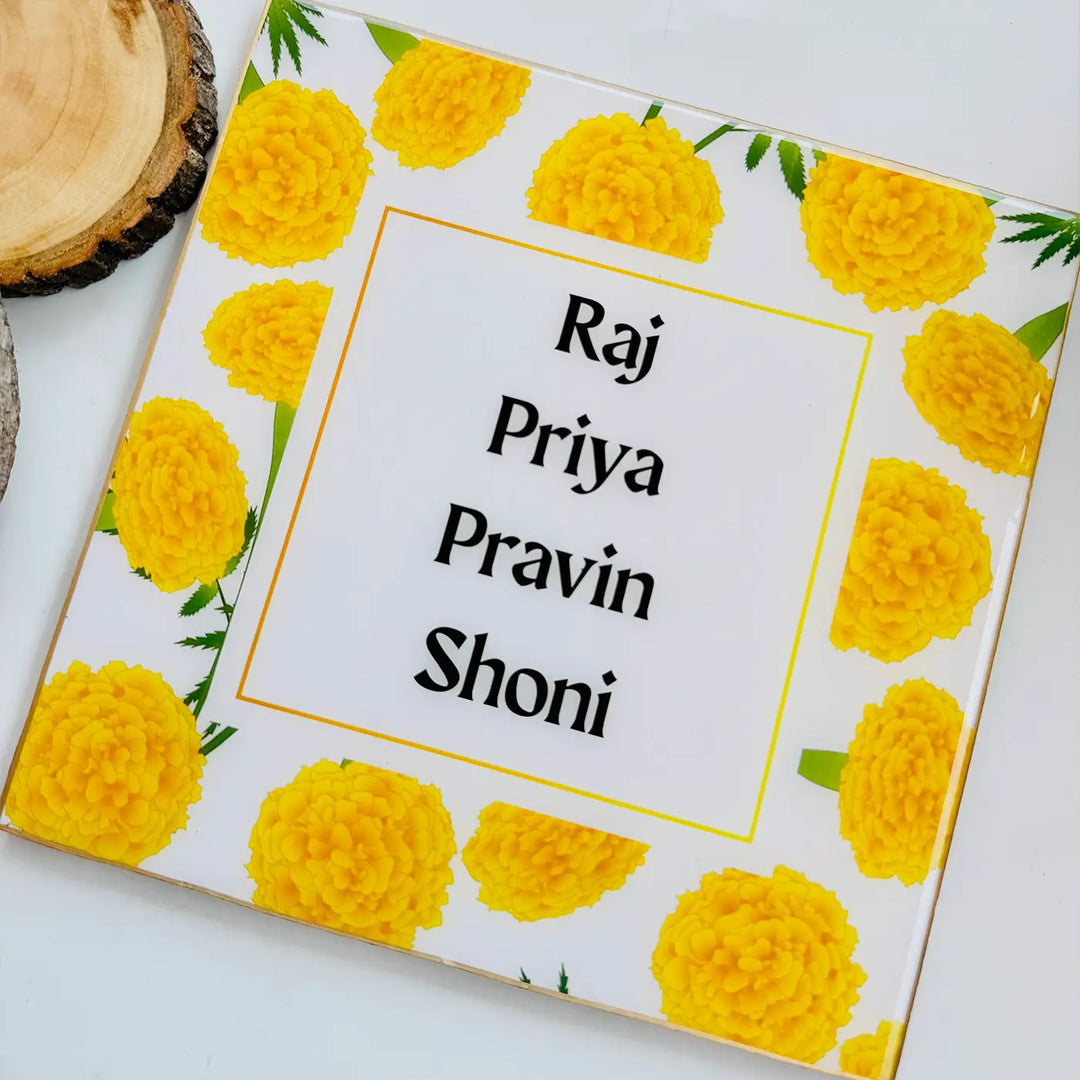 Personalized Marigold Theme Resin Name Plate