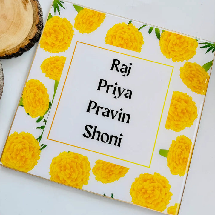 Personalized Marigold Theme Resin Name Plate