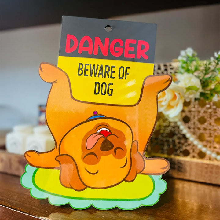 Printed Cute "Danger Beware Of The Dog" MDF Wood Wall Decor