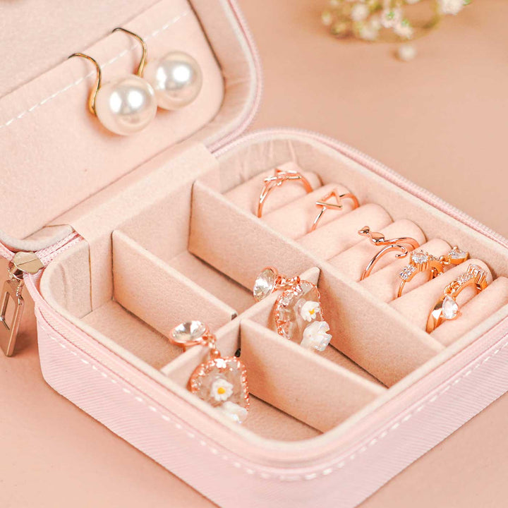 Personalized Handmade Floral Theme Leather Jewellery Box