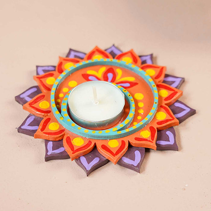 Handmade Flower Wooden Tealight Holder