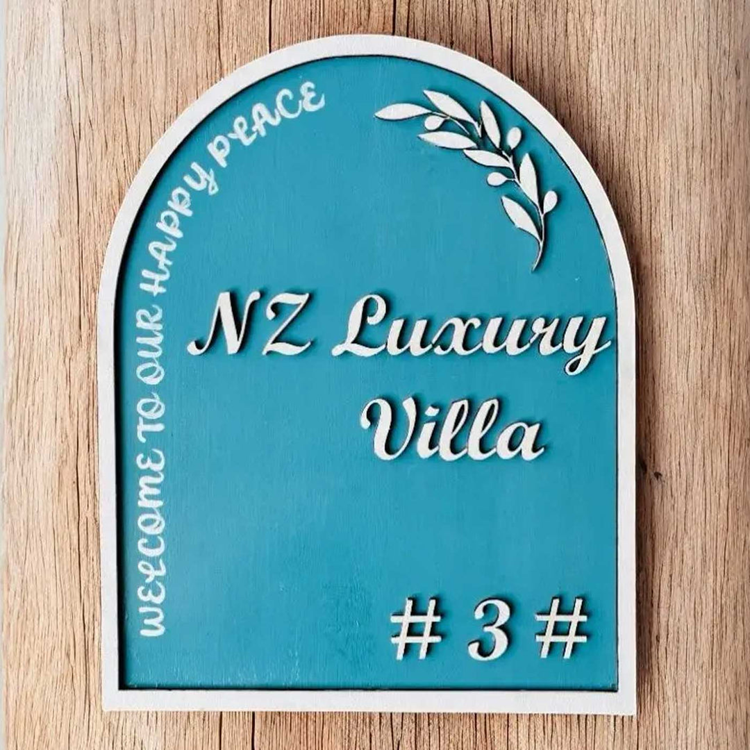 "Royale Luxe" Handcrafted Personalized Wooden Name Plate For Home