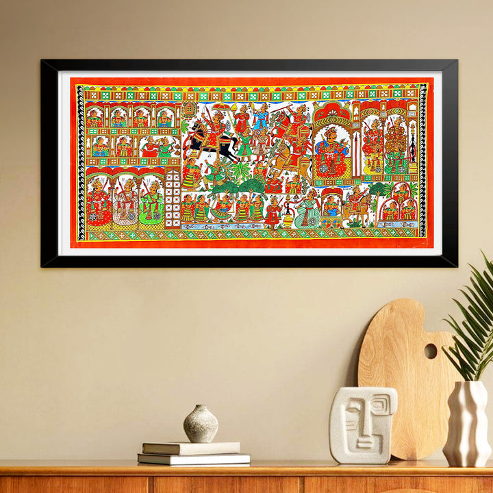 28 X 58 Inch | Story of Pabuji Paper Phad Painting