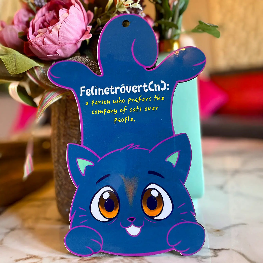 Printed Cat Theme "Felinetrovert" MDF Wood Wall Decor