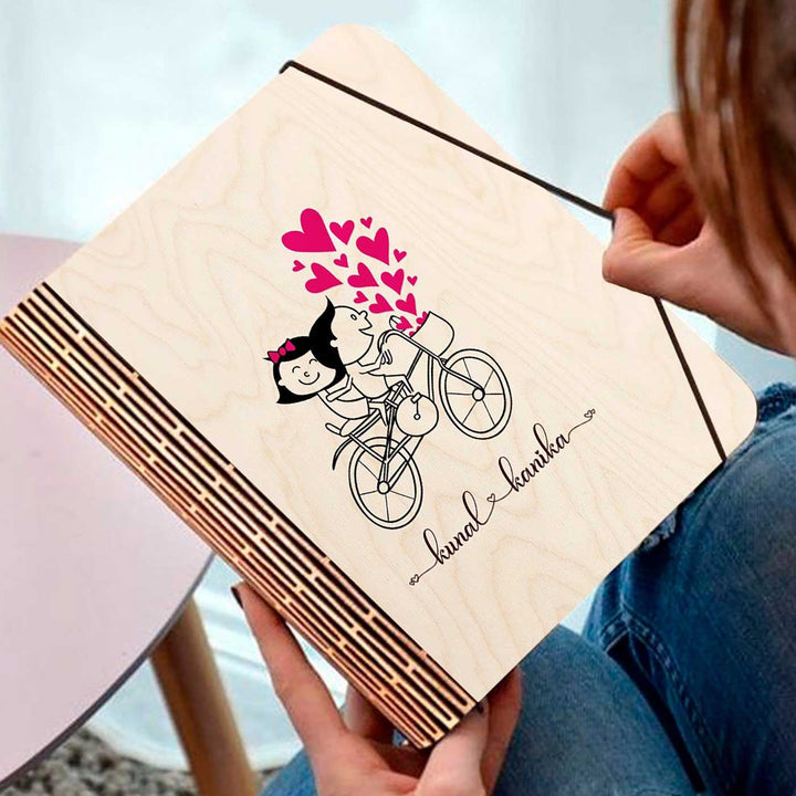 Couples Wooden Personalized Notebook Binder | A5, 50 Blank Pages, 120 GSM