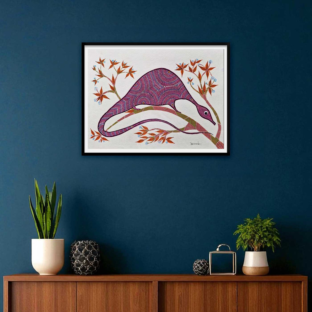 11 x 15 Inch | Purple Spirit Of The Trees | Original Hand Painted Bhill Painting | Acrylic Paints On Paper