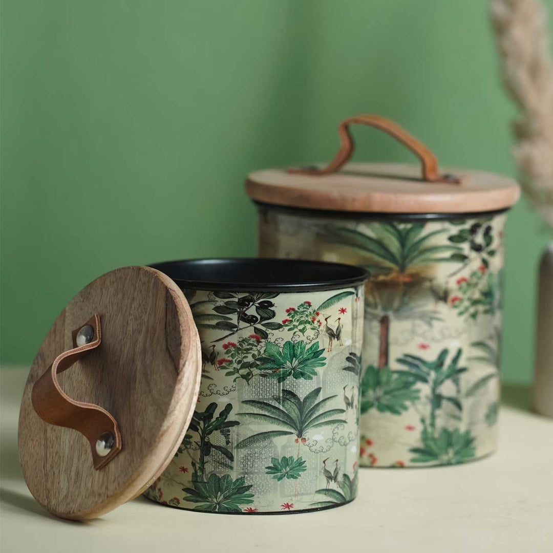 5 inch | Handmade Green Iron Cookie Jar Wax Scented Candle With Wooden Lid