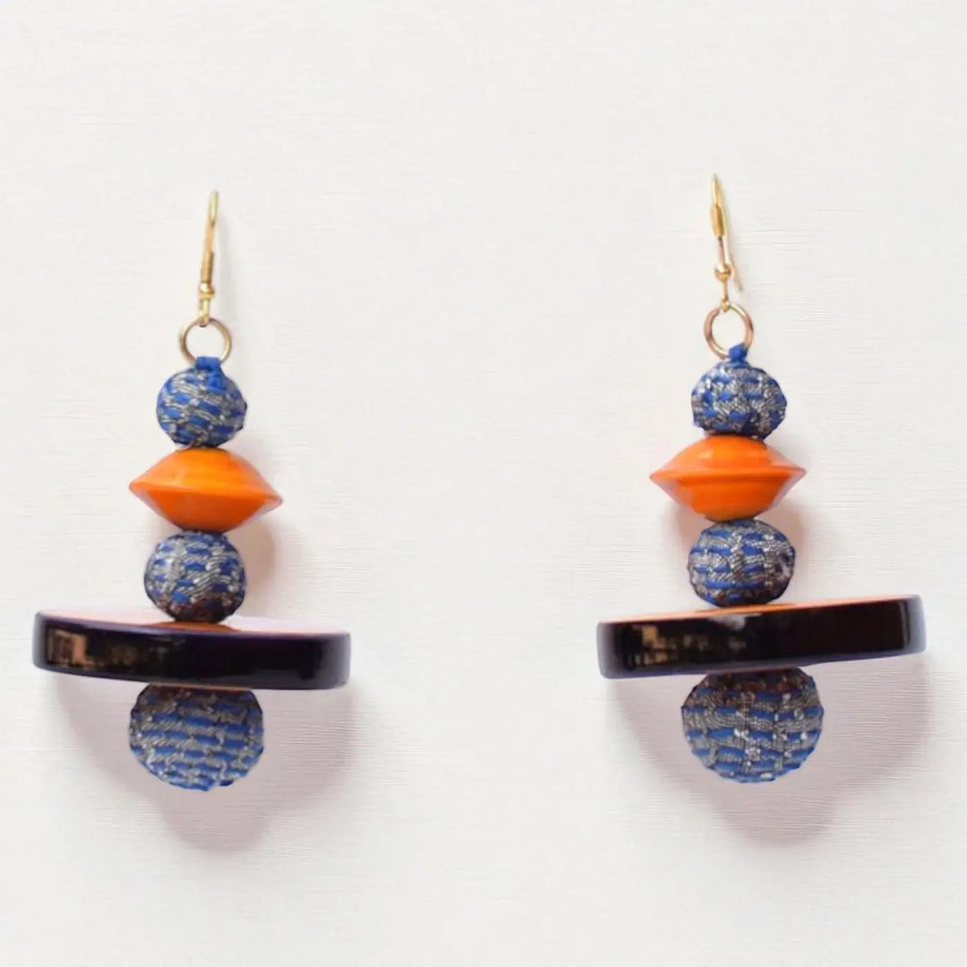 Handmade Textile Art Round Dupion Silk Fabric Earrings