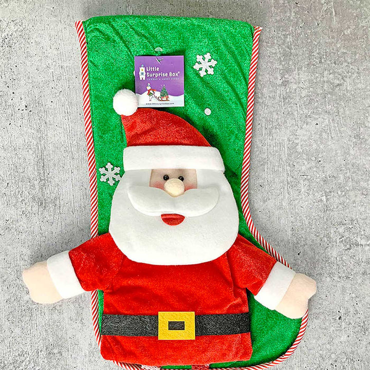 Handmade Velvet Glitter Santa Woolen Stockings For Christmas Decoration