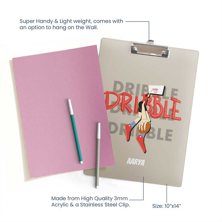 Personalized Basketball Fever Girl Theme Acrylic Clipboard