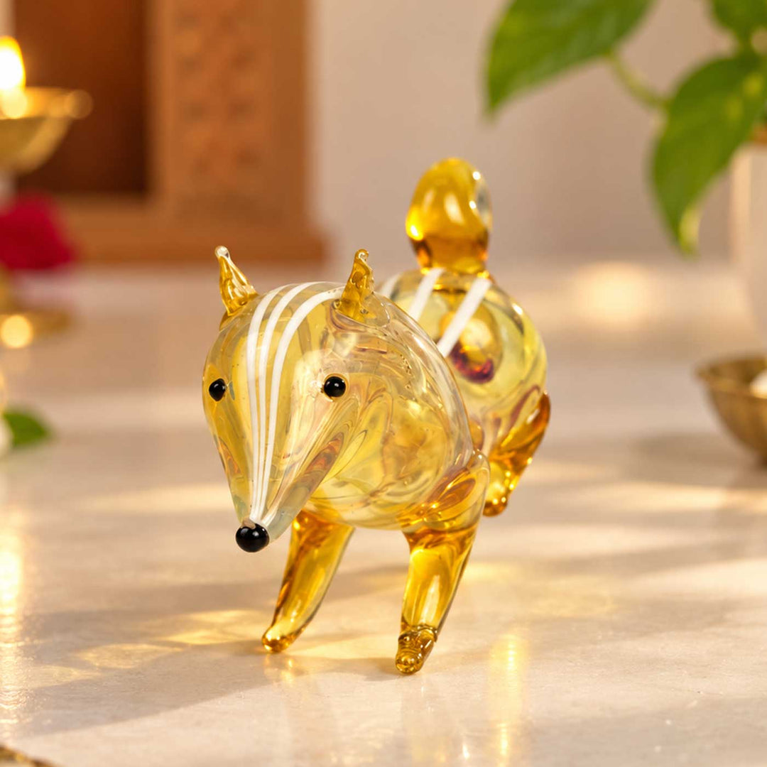 Handmade Blown Glass Squirrel Miniature Figurine For Decor