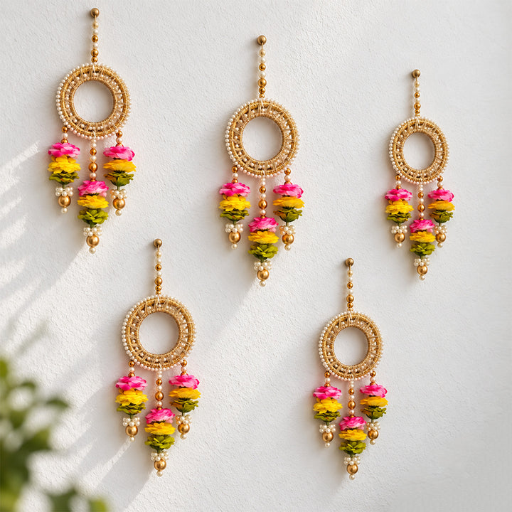 Handmade Beaded Multicolor Rose & Moti Hanging