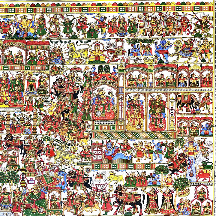 42 X 60 Inch | Story of Pabuji Paper Phad Painting