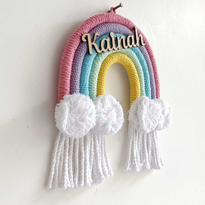 Personalized Macrame Kids Rainbow Name Plate