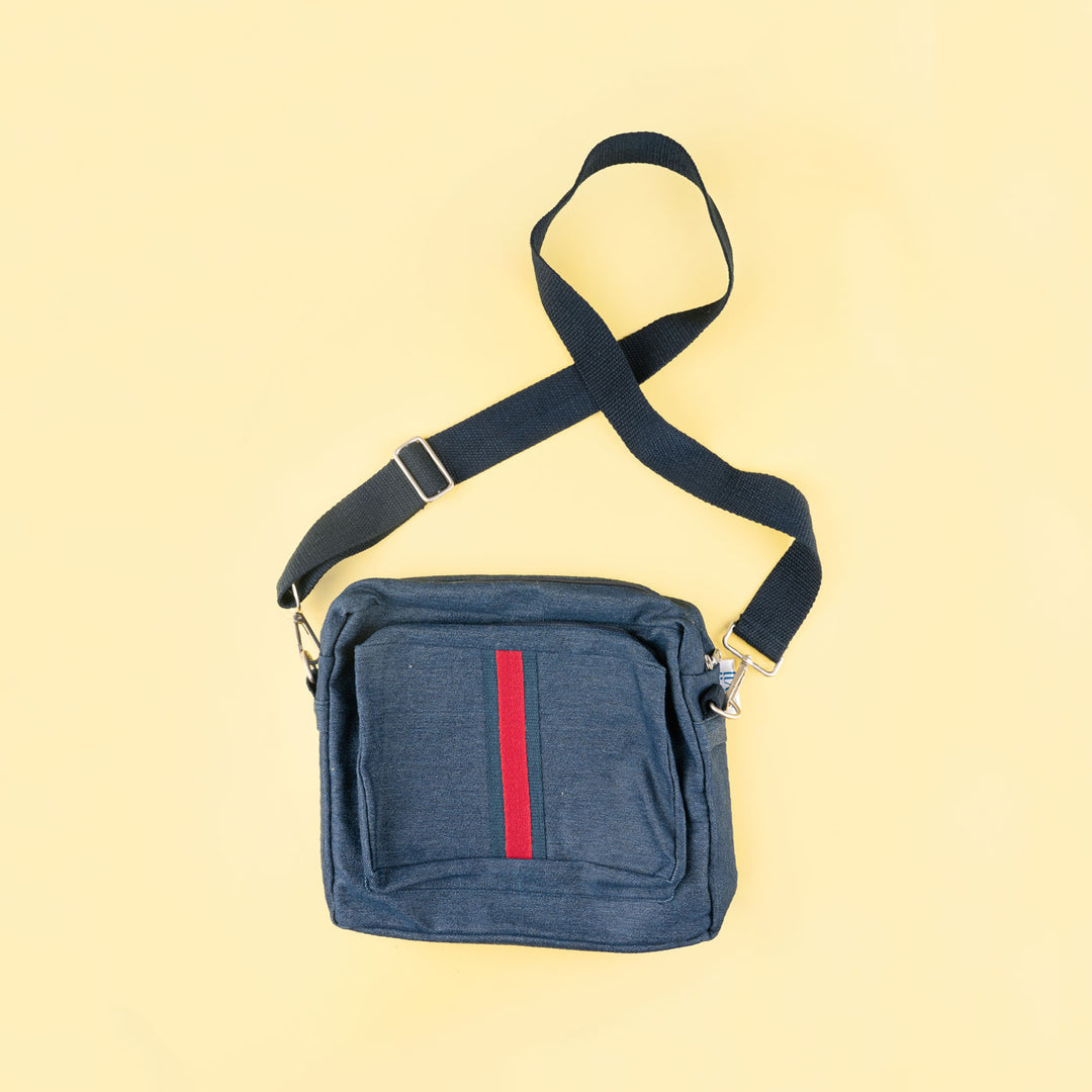 Handcrafted Upcycled Denim Crossbody Unisex Sling Bag