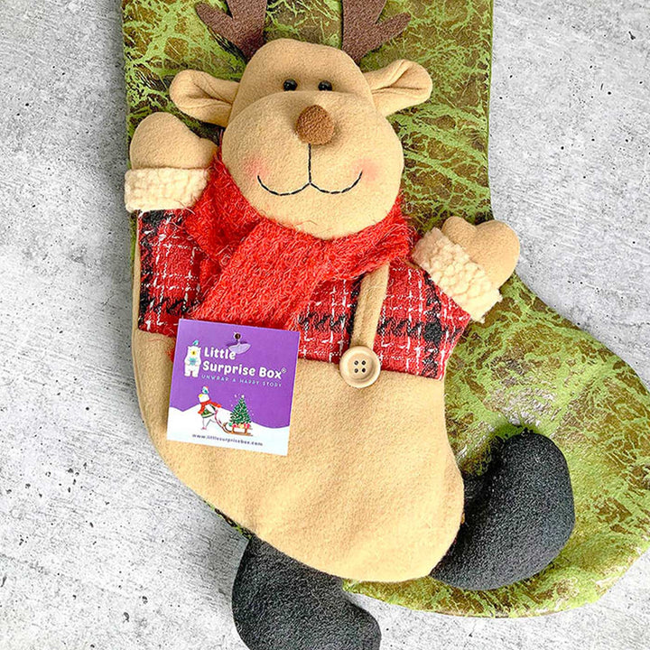 Handmade Holly Santa Cotton Stockings For Christmas Decoration