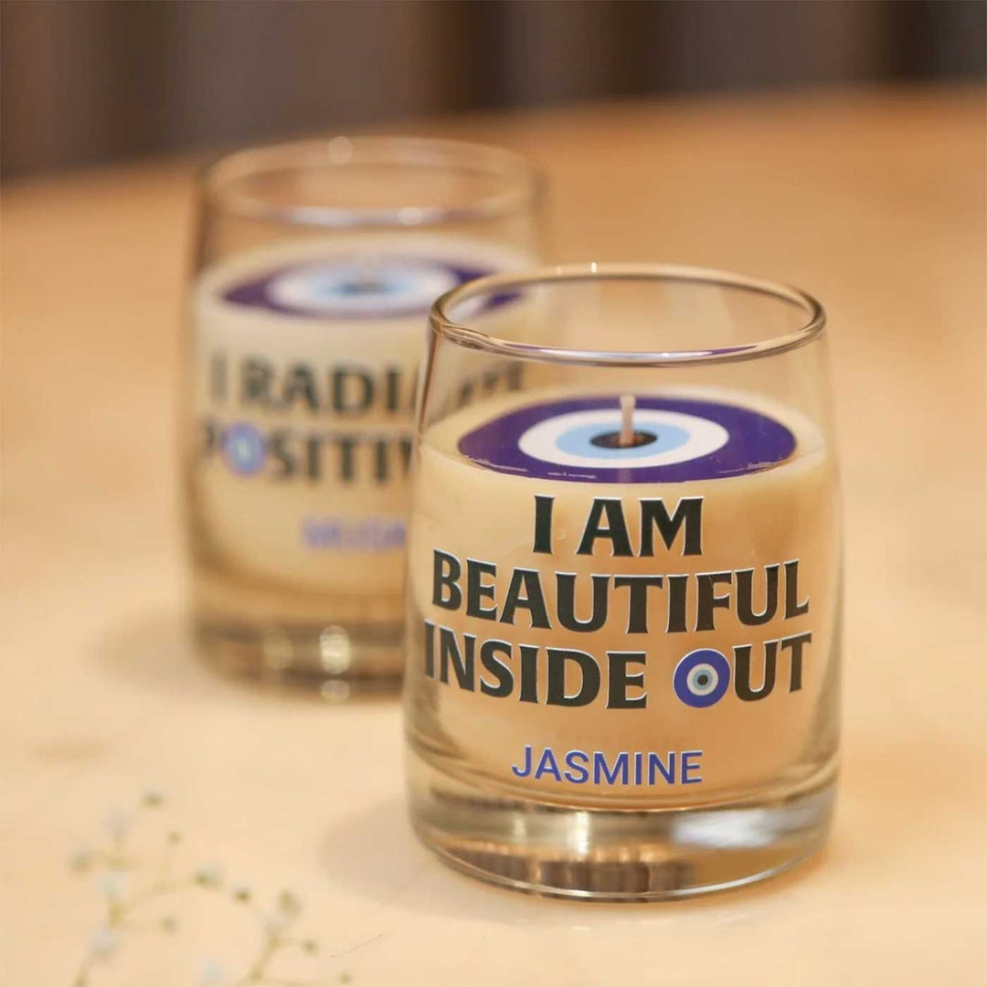 Handmade Evil Eye Design Wax Candle | Set Of 2