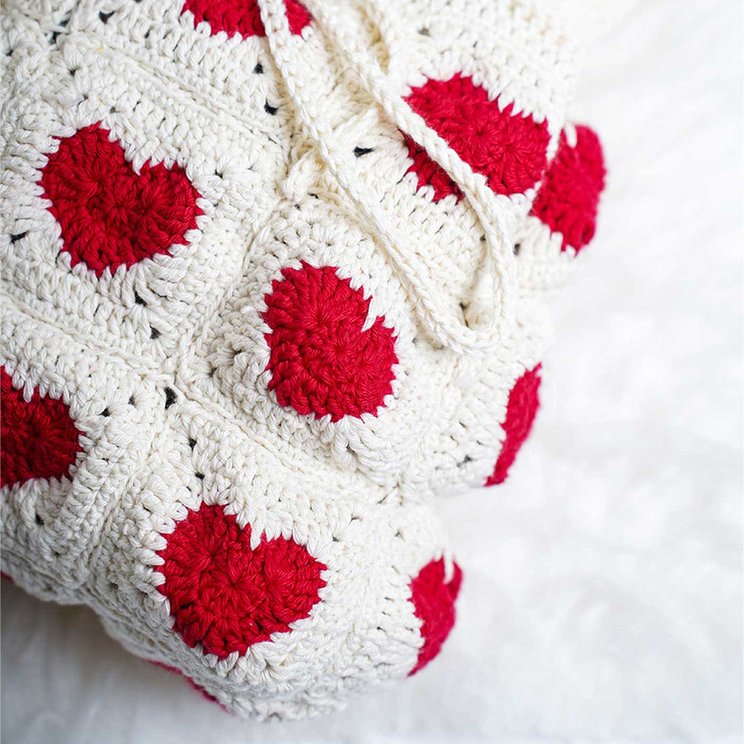 Handmade Crochet Heart Design Cotton Handbag
