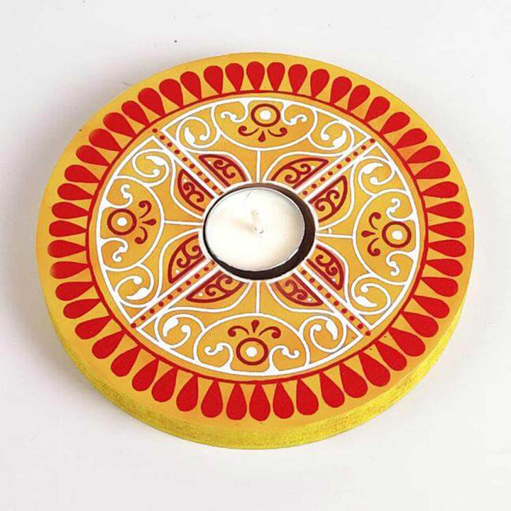 Hand-Painted Oorja Wooden Tealight Holder