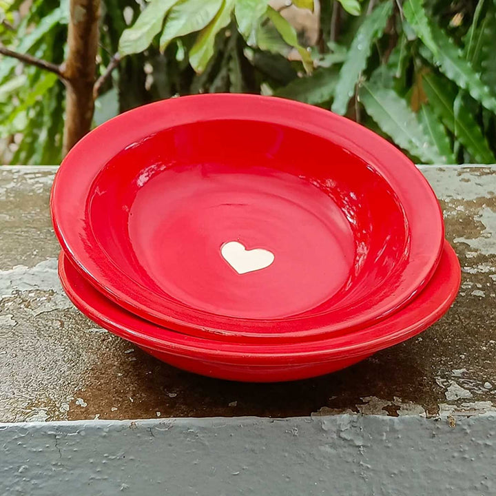 Handmade Cute Heart Motif Ceramic Plate