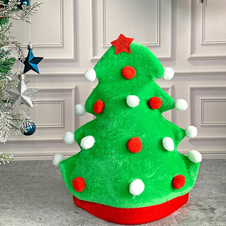 Handmade Green Pompom Christmas Tree Shaped Velvet Santa Hat | Xmas Gifting Ideas