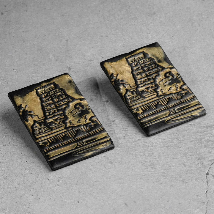 Handmade Polymer Clay Mylapore Kapaleeshwarar Temple Design Earrings