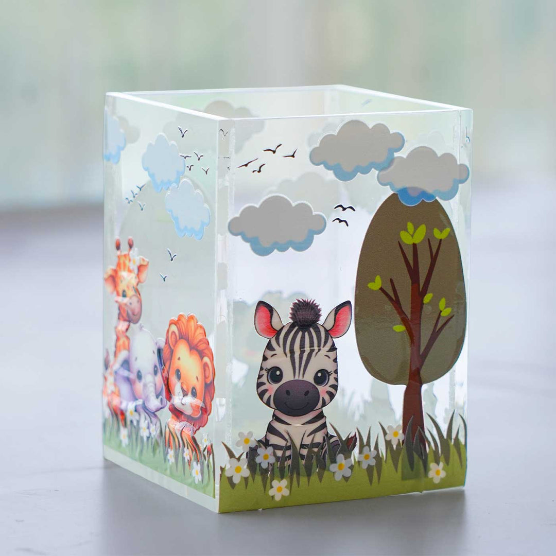Hand Decorated Multi Theme Acrylic Pen Stand For Kids