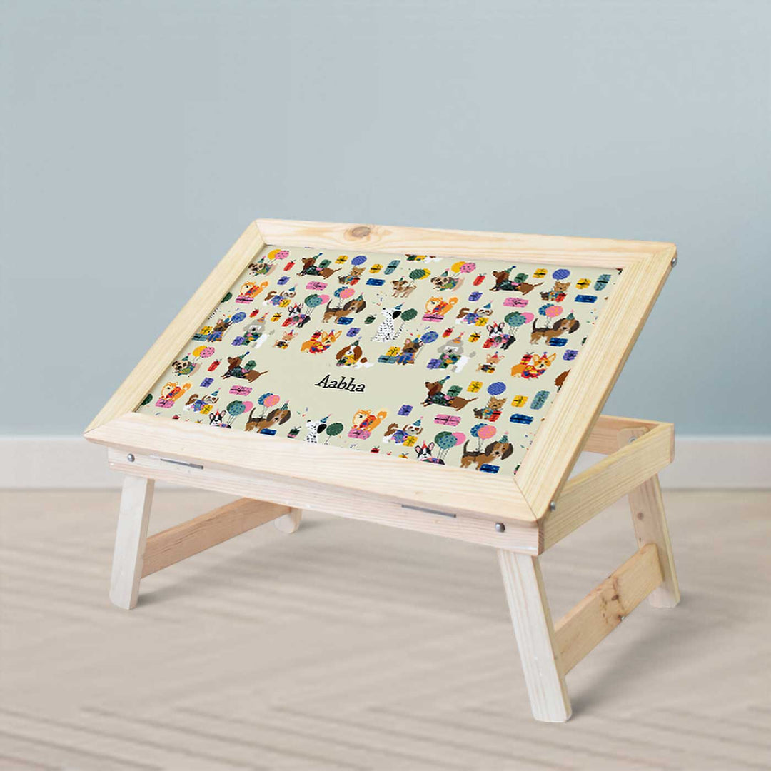 Personalized Paw Party Theme Wooden Foldable Desk
