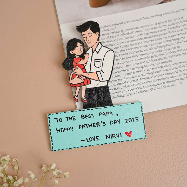 Personalized Caricature Cutout MDF Wood Fridge Magnet For Fathers