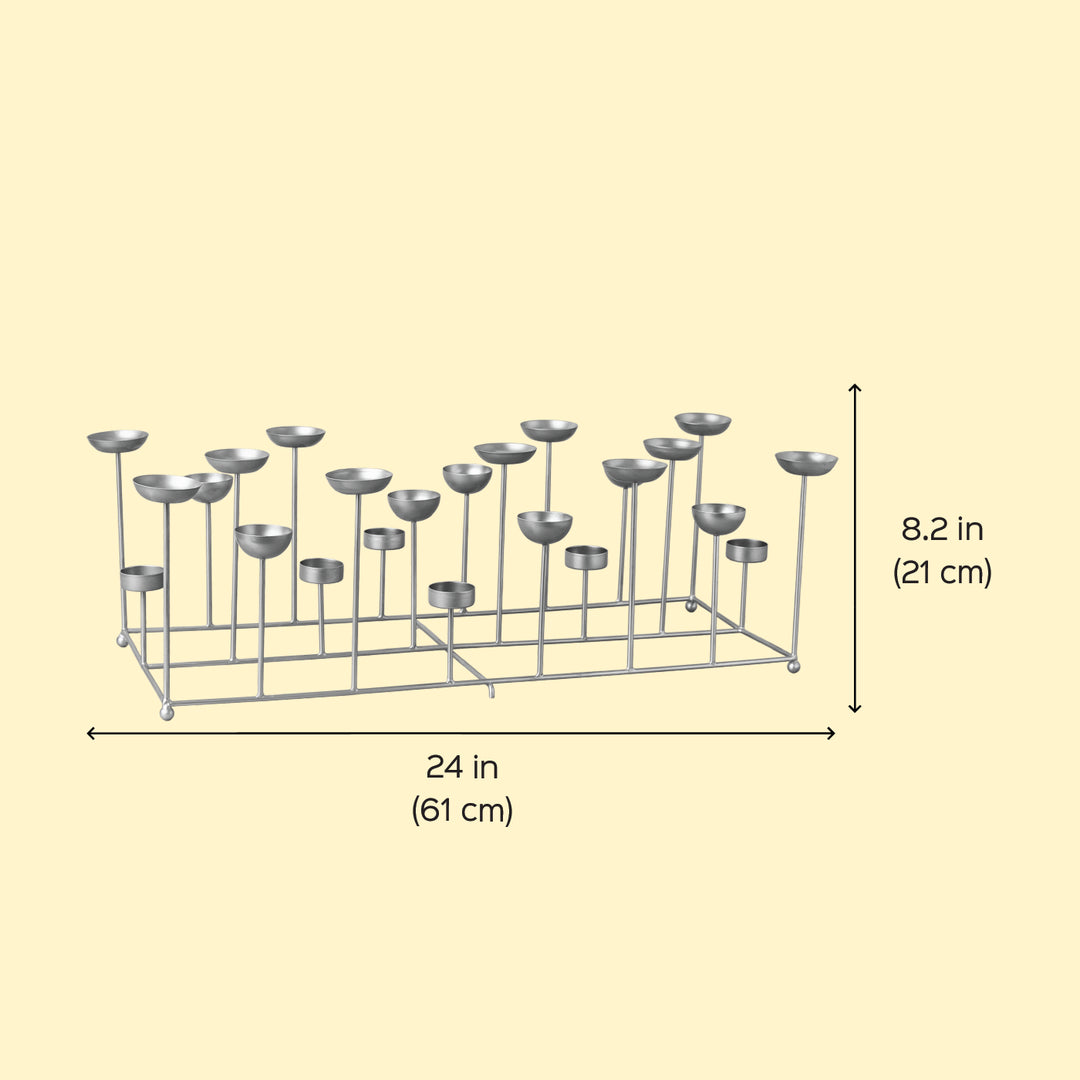 24 Inch | Decorative 3 Row Metal Tealight Holder