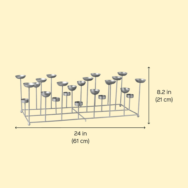24 Inch | Decorative 3 Row Metal Tealight Holder