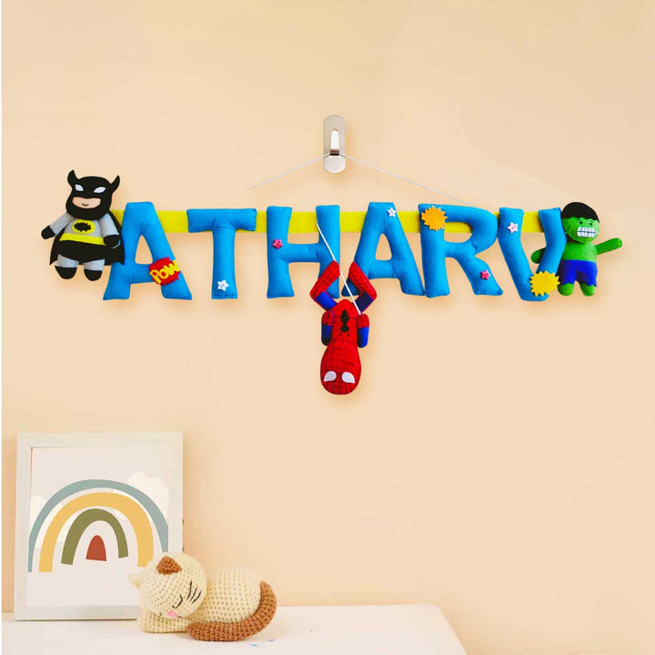 Personalized Super Hero Theme Felt Kids Name Plate