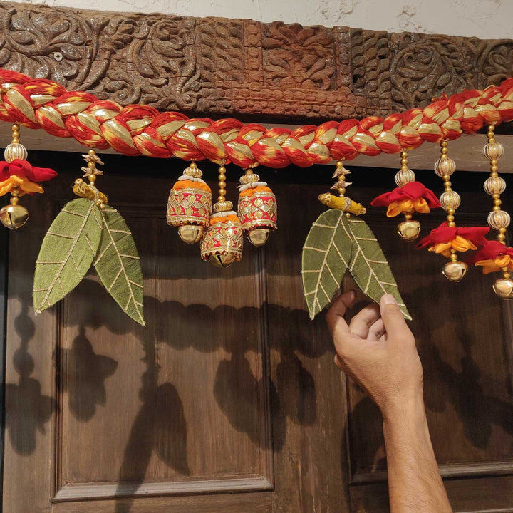 Handmade Moli & Haldi Gaanth Braided Banderwal Toran with Bells