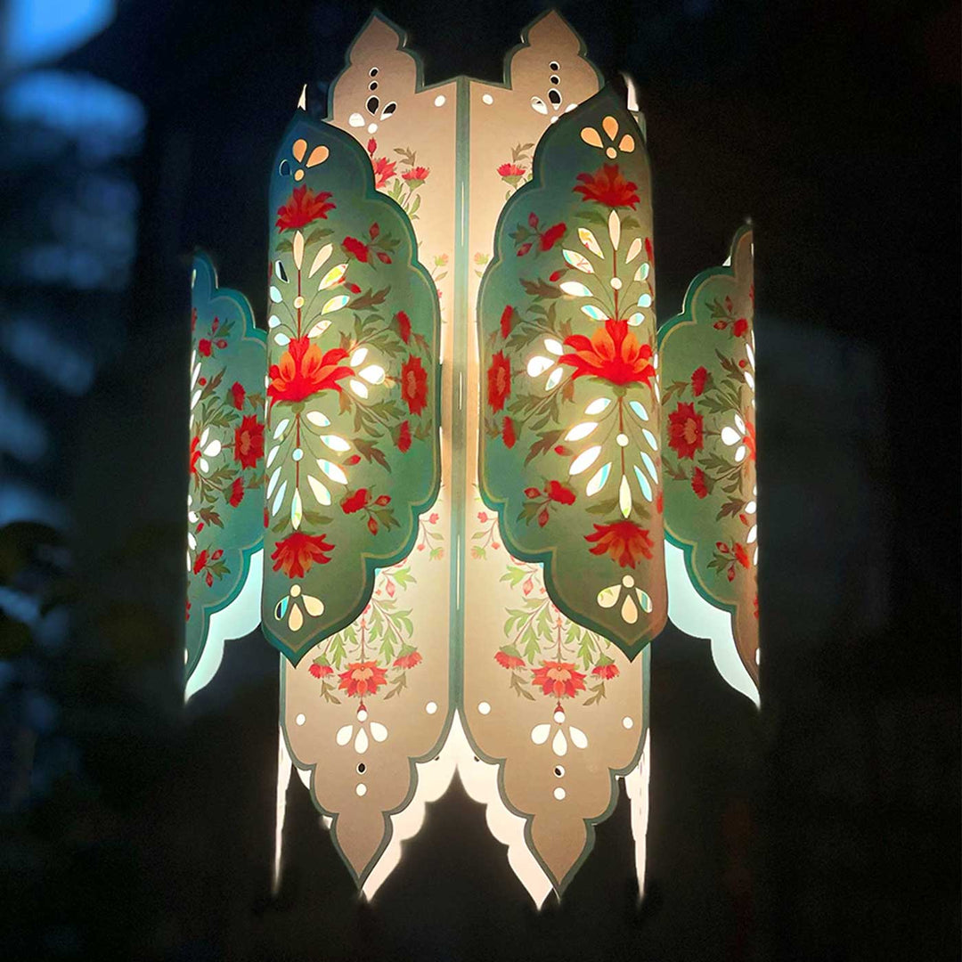 Handmade Big Elegant Kandil DIY Blue Paper Lampshade