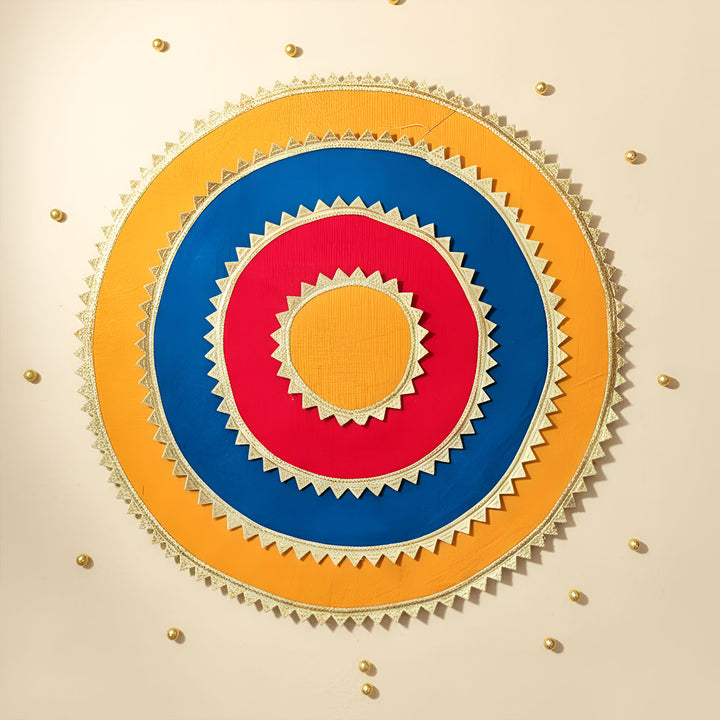 Handmade Round Raw Silk Pooja Asan/Rangoli Mat | Set Of 4