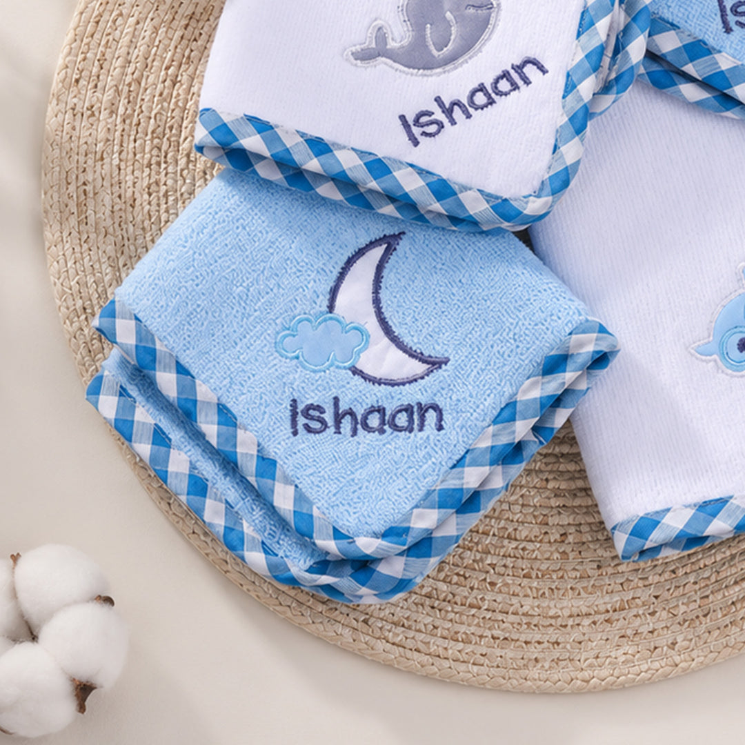Personalised Lil Star Baby Boy Cotton Napkin Set | Pack of 4