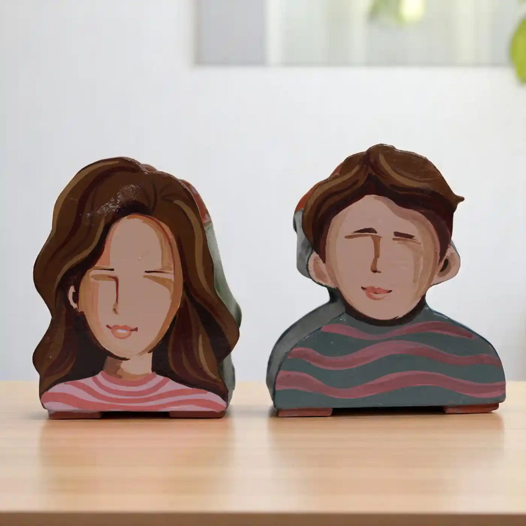 Customized Hand-Painted Man Caricature Theme Terracotta Planter
