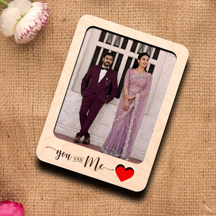 Photo Personalized Printed "You & Me" Wooden Fridge Magnet