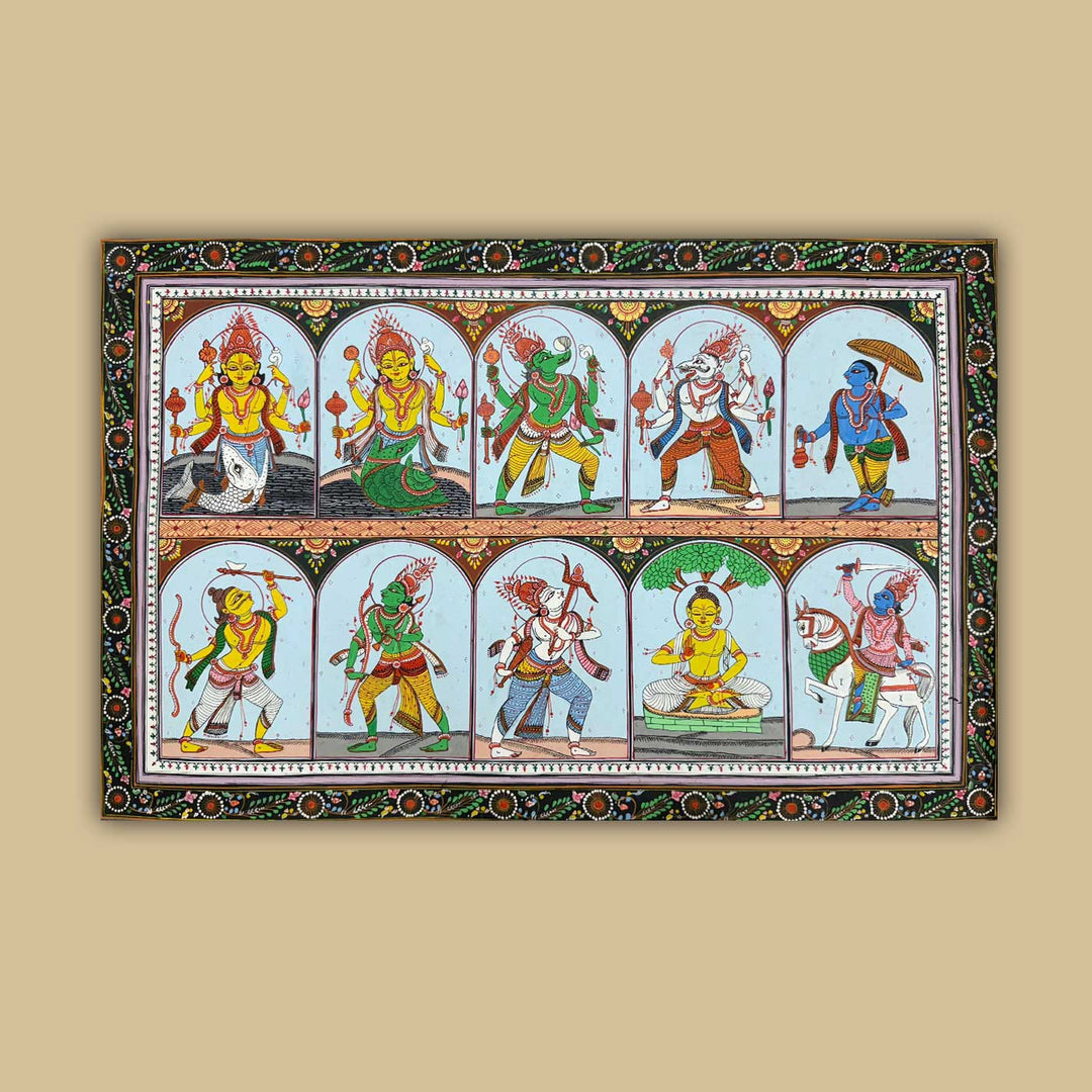 18 X 30 Inch | Handmade Canvas Dashavataar Painting