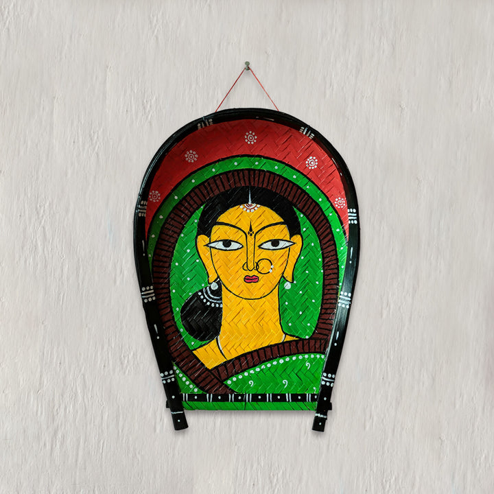 Handpainted Baul Kulo Bengali Themed Bamboo Wall Decor