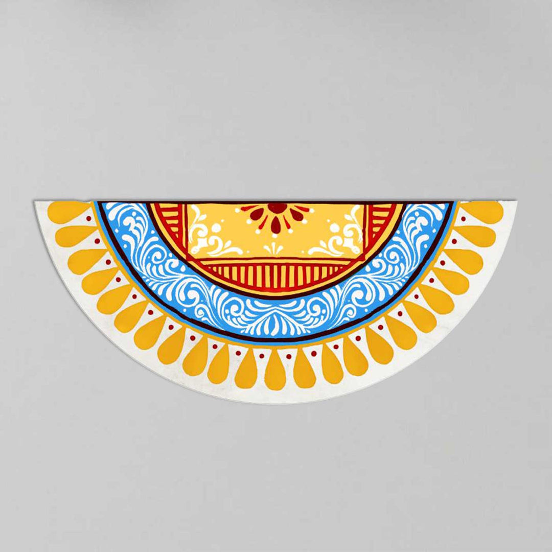 9.5 x 22.5 inch | Hand-Painted Saanjh Semicircle Canvas Reusable Rangoli Mat
